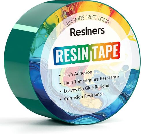 Resiners Resin Tape for Epoxy Resin Molding - 2IN W x 120FT L - Thermal Adhesive Tape, High Temperature Resistance, Easy Peel-Off, Release Resin Tape for River Tables, Remove Residue, Green in Saudi Arabia