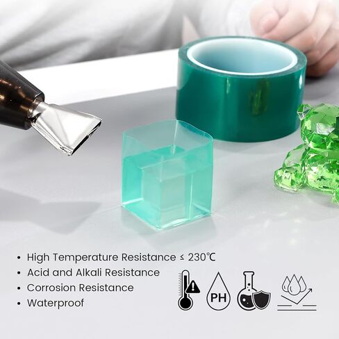 Resiners Resin Tape for Epoxy Resin Molding - 2IN W x 120FT L - Thermal Adhesive Tape, High Temperature Resistance, Easy Peel-Off, Release Resin Tape for River Tables, Remove Residue, Green in Saudi Arabia