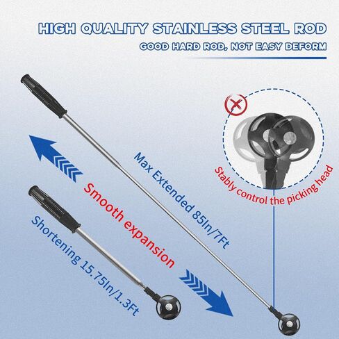 Golf Ball Retriever, Golf Ball Retriever Telescopic, Max 7/9Ft Portable Stainless Ball Retriever Tool Golf, with Golf Ball Picker Upper for Putter, Golf Accessories Gifts for Men Women in Saudi Arabia