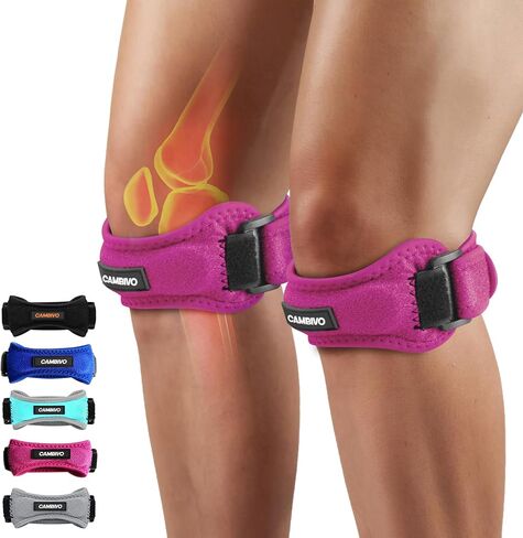 CAMBIVO 2 Pack Patella Tendon Knee Straps, Knee Brace for Women & Men with Extra Straps, Patella Bands for Pain Relief, Osgood Schlatter, Jumper’s Knee, Tendonitis, Running, Basketball, Volleyball in Saudi Arabia