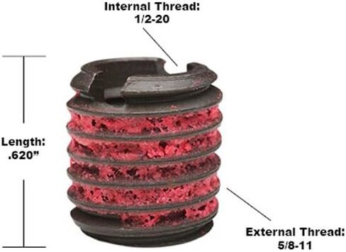 E-Z LOK - 319-820 E-Z Lok Externally Threaded Insert, C12L14 Carbon Steel, Meets AISI 12L14, 1/2"-20 Internal Threads, 5/8"-11 External Threads, 0.625" Length, Made in US (Pack of 5) in Saudi Arabia