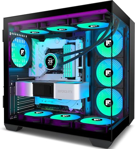 PC Case - Pre-Installed 6 PWM ARGB Fan, ATX Mid-Tower Gaming PC Case, 270° Panoramic Glass with Type-C, F600 White in Saudi Arabia