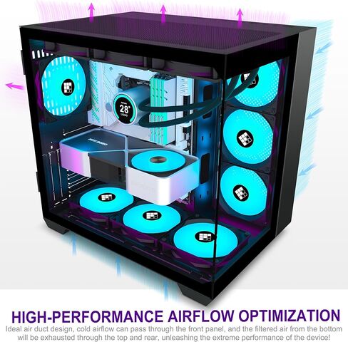 PC Case - Pre-Installed 6 PWM ARGB Fan, ATX Mid-Tower Gaming PC Case, 270° Panoramic Glass with Type-C, F600 White in Saudi Arabia
