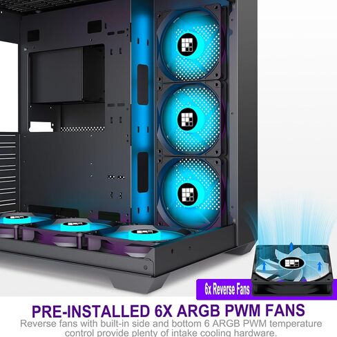 PC Case - Pre-Installed 6 PWM ARGB Fan, ATX Mid-Tower Gaming PC Case, 270° Panoramic Glass with Type-C, F600 White in Saudi Arabia