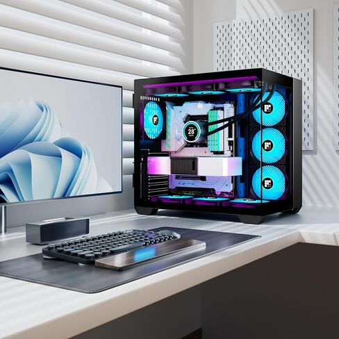PC Case - Pre-Installed 6 PWM ARGB Fan, ATX Mid-Tower Gaming PC Case, 270° Panoramic Glass with Type-C, F600 White in Saudi Arabia
