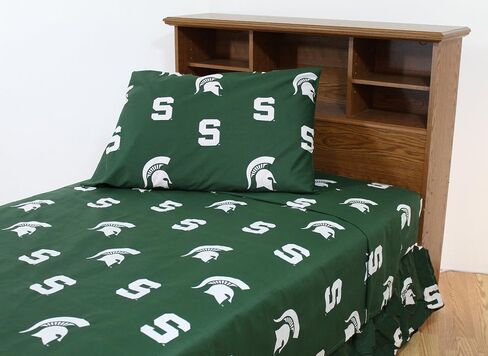 College Covers Everything Comfy Michigan State Spartans King Sized 4 Piece Sheet Set, Team Color Background, 1 Flat Sheet, 1 Fitted Sheet, 2 Pillowcases in Kuwait