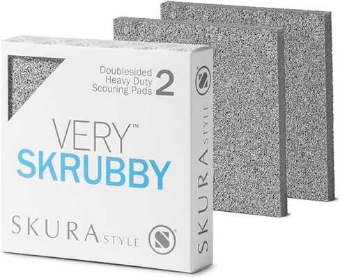 Skura Style Very Skrubby Heavy Duty Scouring Pads (Bulk 4 Pack) | Abrasive Kitchen Cleaner for Caked-on, Baked-on Dirt | Durable, Odor-Free, Flexible, Dual Sided, Polyurethane Foam Scrubber in Saudi Arabia