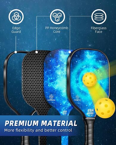 Mayboom Pickleball Paddles Set of 2 or 4, USAPA Approved Pickleball Set with 4 Pickleball Balls and Pickleball Bag, Fiberglass Pickle Ball Rackets 2 Pack for Beginner in Saudi Arabia