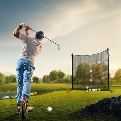 Golf Netting with Rope Rings - Golf Hitting Nets for Practice or Garage Driving and Backyard-Adjustable Golf Net and Black & White High Impact Containment Net for Indoor & Outdoor Use 10X10ft,10X7ft in Saudi Arabia