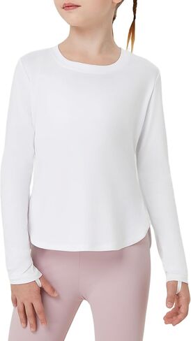 FitsT4 قمصان رياضية للفتيات للشمس بأكمام طويلة تي شيرت للحماية من الطفح الجلدي بعامل حماية من الأشعة فوق البنفسجية 50+ قمصان سباحة للحماية من الأشعة فوق البنفسجية in Kuwait