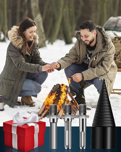 Firewood Drill Bit Wood Splitter Easy Log Splitting Drill Bit, Heavy Duty Detachable Electric Drill Bit with 3 Screw for Hand Drill Stick-hex+Square+Round(32mm) in Kuwait