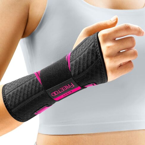 FREETOO Carpal Tunnel Wrist Brace Night Support Fit Right Hand for Work, Pain Relief Wrist Splint for Tendonitis, Arthritis, Sprain, Fit Women and Men, Wrist Immobilizer for Sleeping (S/M, Black/Grey) in Saudi Arabia