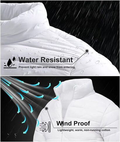 Men's Puffer Jacket Lightweight Warm Winter Coat with Zipper Pockets Insulated Ski Snow Down Jackets in Saudi Arabia
