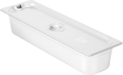 Restaurantware-LIDS ONLY: Kitchen Tek 20.8 x 6.4 Inch Steam Table Pan Covers, 12 NSF Hotel Pan Covers - 1/2 Size Long Pans Sold Separately, with Handle, Stainless Steel Slotted Food Pan Lids in Saudi Arabia