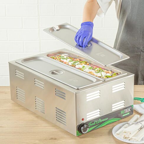 Restaurantware-LIDS ONLY: Kitchen Tek 20.8 x 6.4 Inch Steam Table Pan Covers, 12 NSF Hotel Pan Covers - 1/2 Size Long Pans Sold Separately, with Handle, Stainless Steel Slotted Food Pan Lids in Saudi Arabia