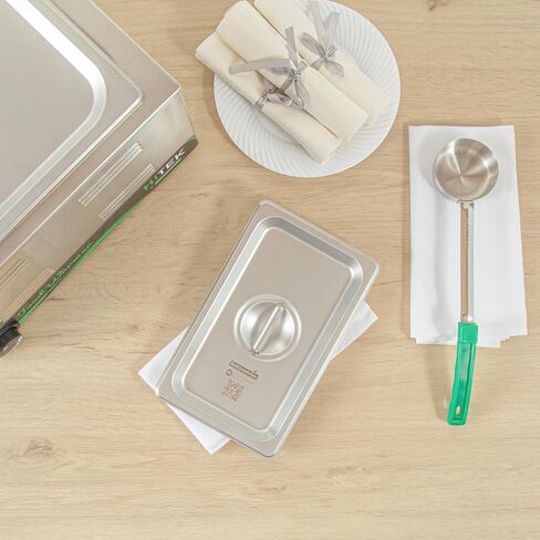 Restaurantware-LIDS ONLY: Kitchen Tek 20.8 x 6.4 Inch Steam Table Pan Covers, 12 NSF Hotel Pan Covers - 1/2 Size Long Pans Sold Separately, with Handle, Stainless Steel Slotted Food Pan Lids in Saudi Arabia