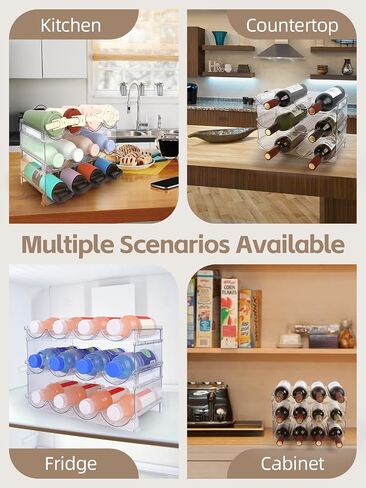 Water Bottle Organizer - 4 Pack Clear Stackable Bottle Storage Rack and Wine Rack for Stanley Yeti Bottle and Other Tumbler Organizer for Kitchen Cabinets, 4 Tier Hold 16 in Saudi Arabia