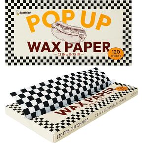 Katbite 120 Sheets Wax Paper, 12x10.75", Pop-Up Dry Wax Sheets, Wax Paper Sheets for Food, Burritos or Sandwiches
