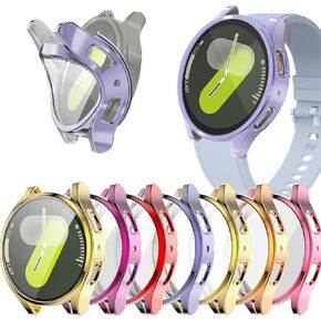 8Pack Compatible with Samsung Galaxy Watch 7 40mm 44mm Case Screen Protector, Soft TPU Face Cover Full Protective Bumper for Samsung Watch 7 40mm Bands Accessories (40mm, 8-Colors)