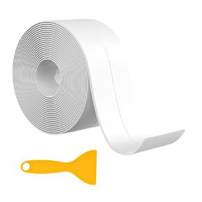 10.5 ft Caulk Tape Waterproof Self Adhesive with Sealing Tool, Bathroom Sealant White, Wall Tape Silicone Sealant Caulking Tape Peel and Stick Caulk (1 Pcs)