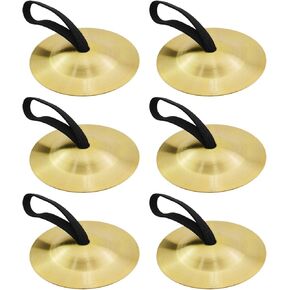 6PCS 2.1 Inch Percussion Instrument Finger Cymbals Dance Finger Instruments Copper Teaching Aids Belly Dance Fingers for Ballroom Entertainment