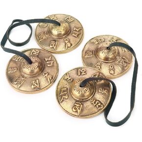 2 Pair Tibetan Tingsha Cymbals, 2.56 Inch Meditation Chime Bells, meditation bell Instruments, Traditional Finger Cymbals for Therapy, Meditation and Yoga