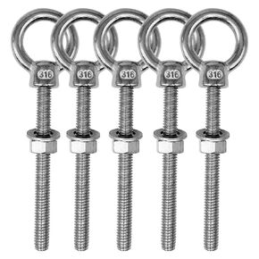Eye Bolts, 2pack 1/2" x 5-1/8" Heavy Duty Shoulder Lifting Ring Threaded Eyebolts with Nuts Washers 316 Stainless Steel Marine Grade Eyebolt