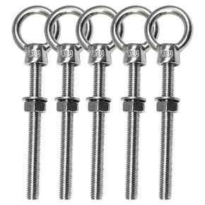 Eye Bolts, 5pack 5/16“ x 3-1/8" Heavy Duty Shoulder Lifting Ring Threaded Eyebolts with Nuts Washers 316 Stainless Steel Marine Grade Eyebolt