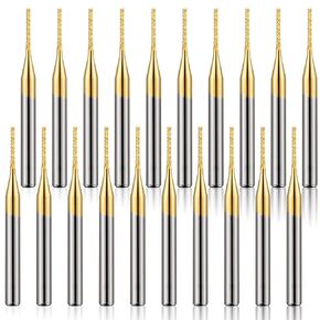 20 Pcs 1/8'' Shank 1mm End Mill Bits Titanium Coat Carbide End Mill Engraving Milling Cutter CNC Router Bits for PCB Machine