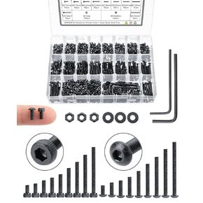 Mr. Pen- Nuts and Bolts Assortment Kit, 1590 pcs, Black M3 Screws 18 Sizes (5-35mm), Button Head and Socket Head Screws, Metric Bolt Assortment, Machine Screw Assortment Kit, Metric Screw Assortment