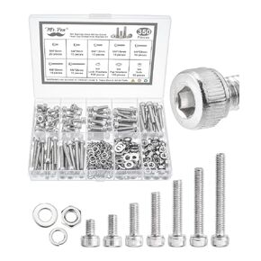 Mr. Pen- Nuts and Bolts Assortment Kit, 350 pcs, Stainless Steel, M4 Screws (7 Sizes 6-30mm), Hex Socket Head Cap Screws Assorted Nuts and Bolts Nut Bolt and Washer Assortment Bolt and Nut Assortment