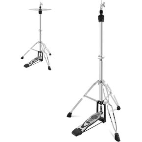 EASTROCK Foldable Portable Hi-Hat Stand, Adjustable Height High Hat Stand, Hi-Hat Cymbal Stand with Smooth Pedal, Silver and Black (7.5lb)