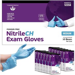 Blue Nitrile Gloves Medium - Case of 1000 Chemo Gloves for Medical Facilities and Hospitals - Disposable Medical Gloves