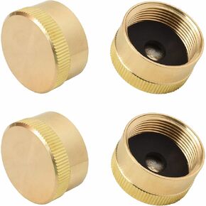 Flame King AB228 4-Pc Universal Solid Brass Caps for 1LB Propane Bottle Gas Tank Cylinders