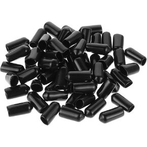 50 PCS Rubber End Caps 6.5mm (1/4") Vinyl Flexible End Caps, Rubber End Caps, Screw Thread Protector Safety Cover for Metal Tube Rod Screw Bolt, Black