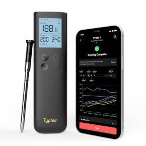 SYNC Gold Lite Wireless Meat Thermometer | Slim Probe | 10x Stronger Signal Than Bluetooth | Reliable Readings Through Closed Smoker, Kamado Grill, BBQ, and Tough Obstacles | Easy-to-Use Base