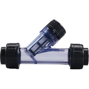 TOMEX 2'' Y-Strainer, Clear UPVC Sediment Y-Strainer, True Union Y-Strainer, 20 Mesh, NPT Female [NPT 2 Inch]