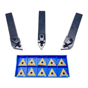 3pcs 3/8"/10mm Indexable Carbide Lathe Turning Tool Holder Set SDNCN1010H07 + SDJCL1010H07 + SDJCR1010H07 with 10pcs DCMT070204/DCMT21.51 Carbide Turning Insert(3/8" 10mm turning holders+DCMT inserts)