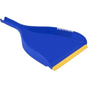 Superio Clip-On Dustpan - Heavy Duty Blue Plastic, Easy Grip Clip On Dust Pan with Rubber Edge, Detailed Sweeping Debris, Fits Standard Brooms Home & Commercial Dusting & Cleaning Tool (1)