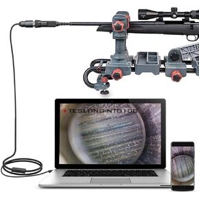 Teslong Rifle Borescope, Bore Camera Gun Cleaning Camera - Fits .20 Caliber & Larger-Hunting Shooting Firearms Visual Barrel Inspection Tool w/3 Right-Angle Mirrors and Carrying Case(45inch-Flexible)