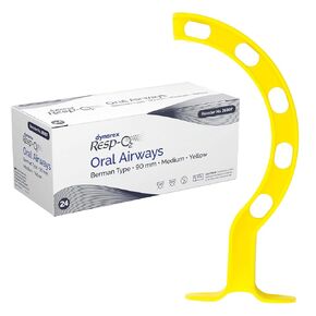 Dynarex Berman Oral Airway Assist Device - Disposable Airway Adjuncts - Slotted Sides, Midway Opening, Color-Coded Bite Lock - 90mm Adult, 24-Count