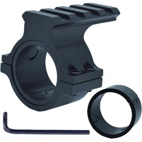 Tactical 1 inch and 30mm Scope Mount Ring Adapter with 4 Slots Picatinny Rail on top, Scope Tube Clamp with Diameter Reducer Insert for Installing Flashlight, Red Dot, Laser Sight