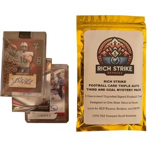 Rich Strike Football Card Triple Auto Third and Goal Mystery Pack. 3 Guranteed Autograph Football Cards.
