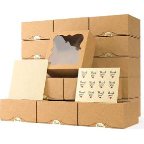 20 Pack Cookie Boxes for Gift Giving Christmas – 6 X 6 X 3 Inches Bakery Boxes with Window - Extra Thick Small Cookie Boxes - Treat Boxes, Dessert Boxes, Strawberries, Candy, Charcuterie, Baked Goods