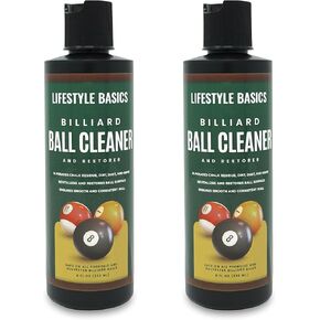 Billiard Ball Cleaner and Restorer Polish 2-Pack | All-in-One Pool Ball Cleaner | Removes Chalk Residue, Dust, Dirt, and Grime
