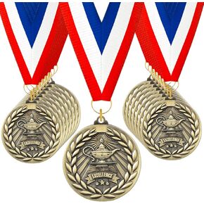 K1tpde Award Medals with Neck - 30PCS Bronze Winner Medals Bulk Prizes for Kids Spelling Excellence Trophy Award Prize Gifts for Adults and Students Academic Competitions, Tournaments, Olympic Style