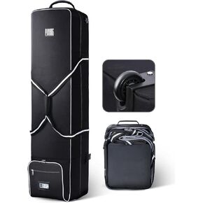 حقيبة سفر للجولف - حقيبة سفر أكسفورد 600D للجولف لشركات الطيران، حافظة صلبة قابلة للطي وحقائب جولف للسفر مع عجلات، أسود in Kuwait