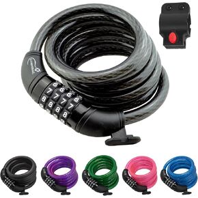 Lumintrail Combination Bike Lock Cable - 4 Feet Bike Locks 2 Pack Heavy Duty Anti Theft with Combinations - Bike Cable Lock Combination with Mounting Bracket (2 Pack, Black)