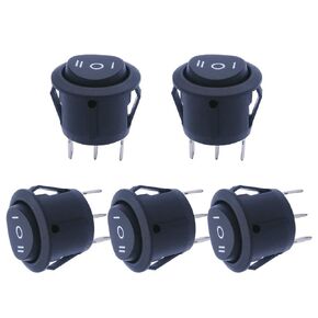 mxuteuk 5pcs Snap-in Round Momentary Rocker Switch Toggle Power SPDT (ON)-Off-(ON) Switch 3 Pin AC 250V 6A 125V 10A, Use for Car Auto Boat Household Appliances