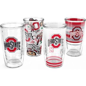 Tervis Ohio State Buckeyes - Assorted Made in USA Double Walled Insulated Tumbler Travel Cup Keeps Drinks Cold & Hot, 16oz 4pk, Classic